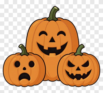 Halloween Pumpkins With Various Expressions PNG