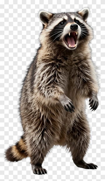 Raccoon Standing And Growling PNG