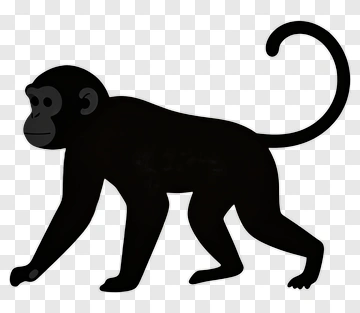 Silhouette Monkey Walking PNG