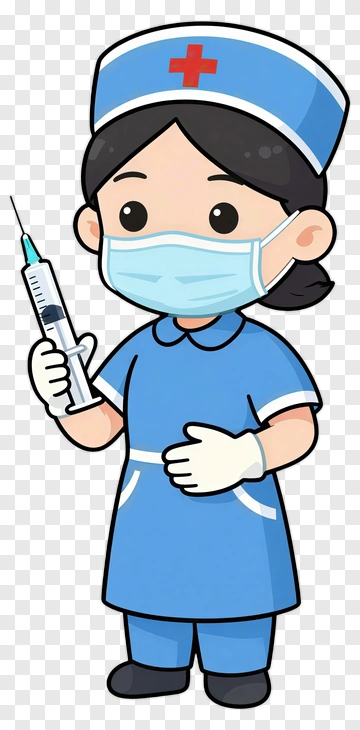 Cartoon Nurse Holding A Syringe PNG
