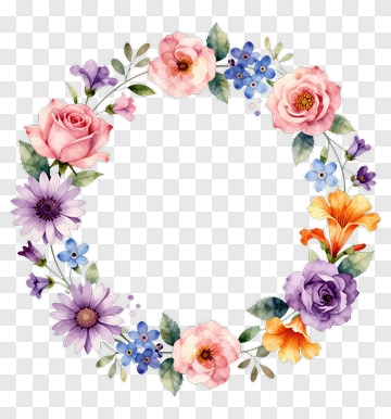 Colorful Floral Wreath PNG