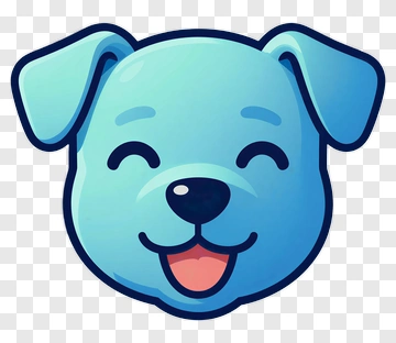 Cartoon Blue Dog Face PNG