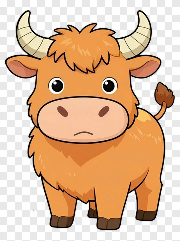 Cartoon Highland Cow PNG