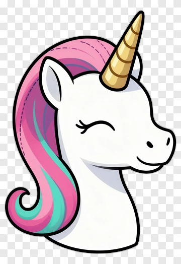 Cartoon Unicorn With Colorful Mane PNG