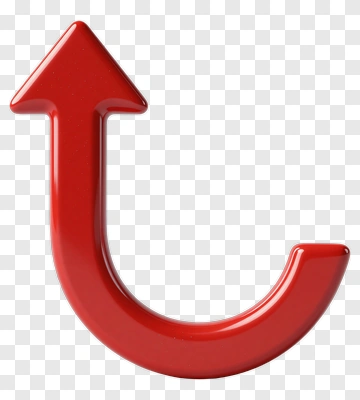 Red Arrow Curving Upward PNG