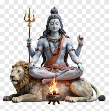 Hindu God Shiva Sitting On A Lion PNG