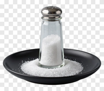 Salt Shaker On A Black Plate PNG