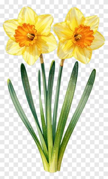 Daffodil Flowers With Yellow Petals PNG