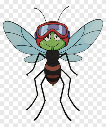 Cartoon Fly Wearing Goggles PNG