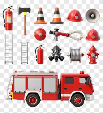 Fire Truck And Firefighting Equipment PNG