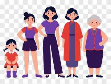 Cartoon Family Group Portrait PNG