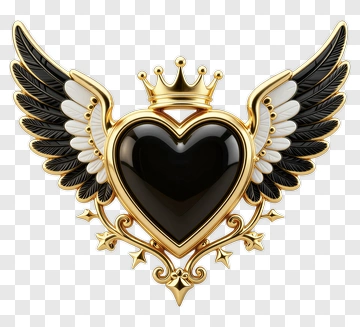 Heart With Wings And Crown Emblem PNG
