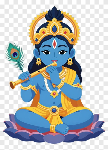 Cartoon Krishna Playing Flute PNG