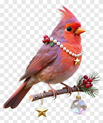 Colorful Bird With Holiday Decorations PNG