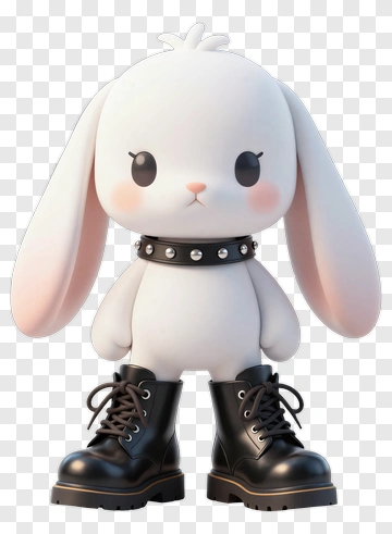 3D Bunny Character In Black Boots PNG