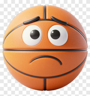 Sad Basketball With Cartoon Eyes PNG