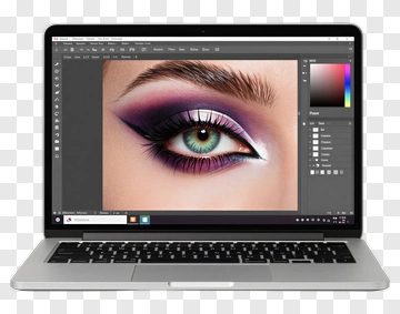 Laptop Displaying Eye Makeup Design PNG