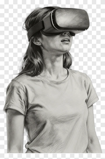 Woman Using Virtual Reality Headset PNG