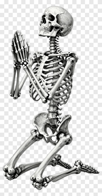 Kneeling Skeleton Praying PNG