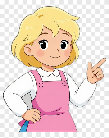Cartoon Girl Pointing PNG