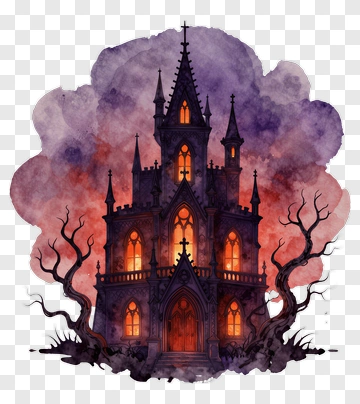 Haunted Castle With Dark Trees PNG