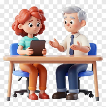 Cartoon Teacher Interacting With Student PNG