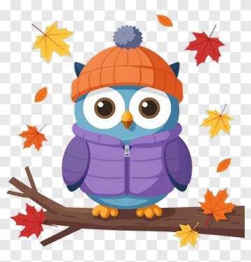 Cartoon Owl Wearing A Winter Jacket PNG