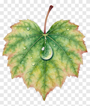 Realistic Green Leaf With Water Droplet PNG
