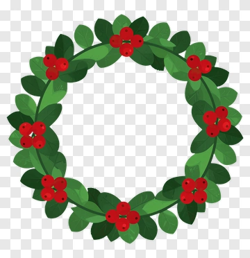 Floral Wreath With Red Berries PNG