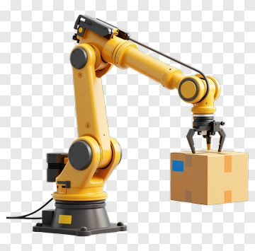 Industrial Robot Arm Holding A Box PNG