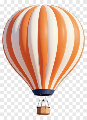 Hot Air Balloon With Orange And White Stripes PNG