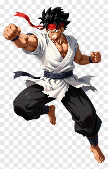 Cartoon Martial Artist Performing A Jump Kick PNG