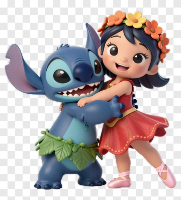 Girl Hugging Cartoon Alien Character PNG