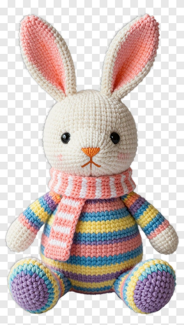 Colorful Crochet Bunny With Scarf PNG