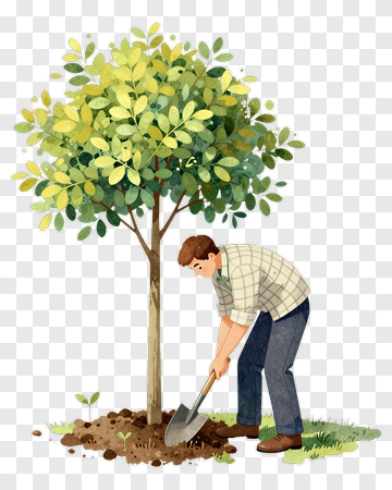 Man Planting A Tree PNG
