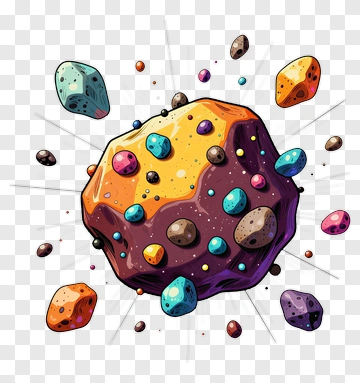 Colorful Asteroid With Space Rocks PNG