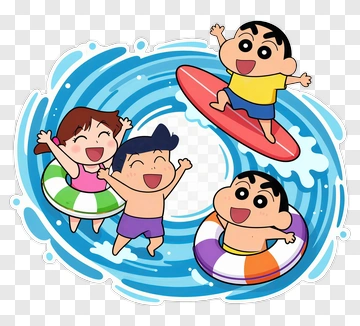 Cartoon Children Playing In Water PNG