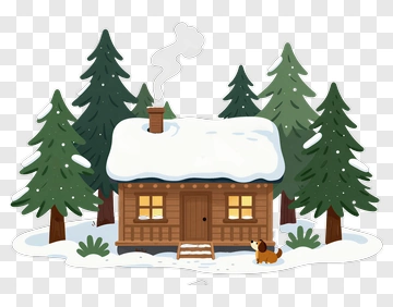 Cozy Cabin In A Snowy Forest PNG