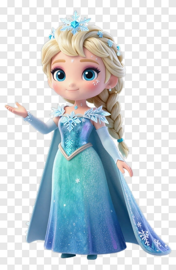Cartoon Elsa In A Sparkling Ice Dress PNG