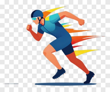 Cartoon Athlete Running Fast PNG