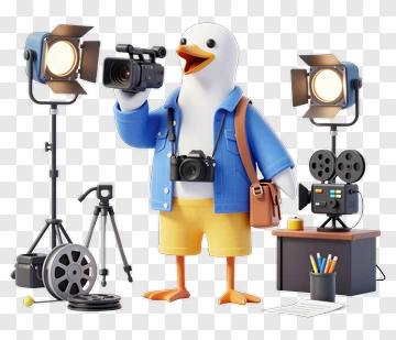 3D Duck Filmmaker Holding A Camera PNG