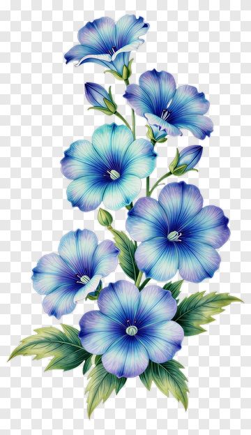Colorful Blue Flower Bouquet PNG