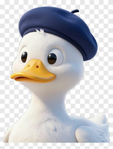 Cartoon Duck Wearing A Beret PNG