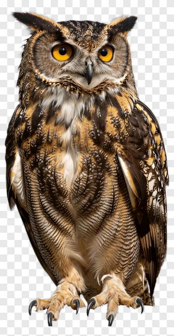 Realistic Owl With Striking Yellow Eyes PNG
