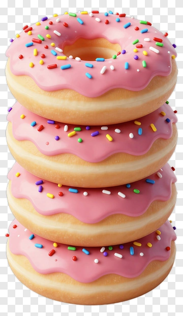 Stack Of Pink Frosted Donuts With Sprinkles PNG