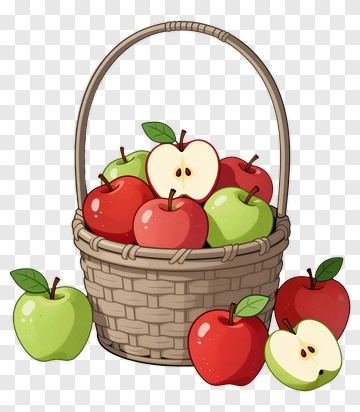 Basket Of Colorful Apples PNG