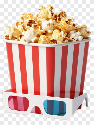 Popcorn Bucket With 3D Glasses PNG
