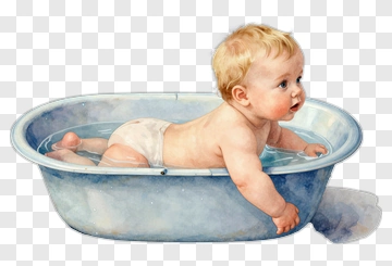 Baby Playing In A Bathtub PNG