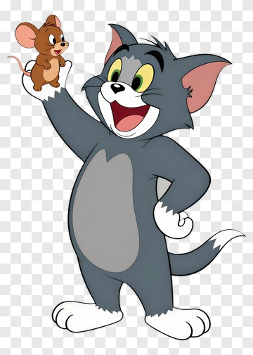 Cartoon Cat Holding Mouse PNG