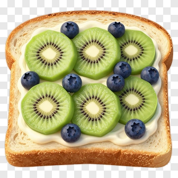 Toast With Kiwi And Blueberries PNG